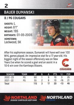 2022-23 Prince George Cougars (WHL) #NNO Bauer Dumanski Back