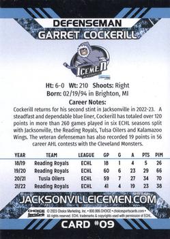 2022-23 Choice Jacksonville Icemen (ECHL) #9 Garret Cockerill Back
