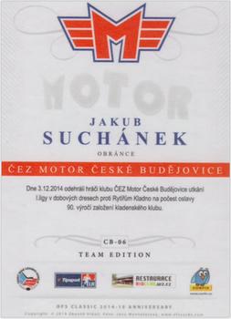 2014-15 CEZ Motor Ceske Budejovice - Team Edition #CB-06 Jakub Suchanek Back