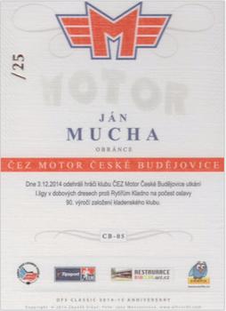 2014-15 CEZ Motor Ceske Budejovice - Dealer's Pick Canvas #CB-05 Jan Mucha Back