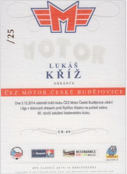 2014-15 CEZ Motor Ceske Budejovice - Dealer's Pick Canvas #CB-09 Lukas Kriz Back