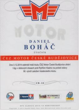2014-15 CEZ Motor Ceske Budejovice - Dealer's Pick Autograph #CB-18 Daniel Bohac Back