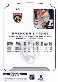 2022-23 O-Pee-Chee Platinum #45 Spencer Knight Back