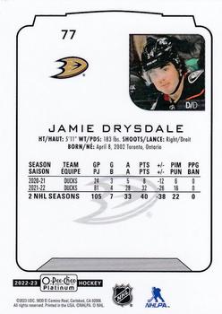 2022-23 O-Pee-Chee Platinum #77 Jamie Drysdale Back