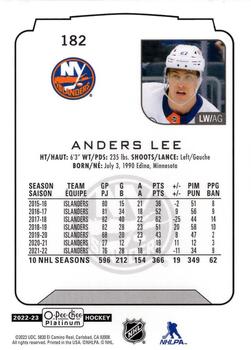 2022-23 O-Pee-Chee Platinum #182 Anders Lee Back
