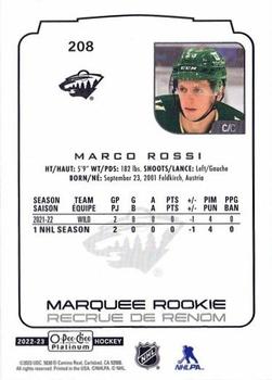 2022-23 O-Pee-Chee Platinum #208 Marco Rossi Back