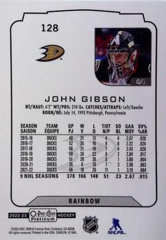 2022-23 O-Pee-Chee Platinum - Rainbow #128 John Gibson Back