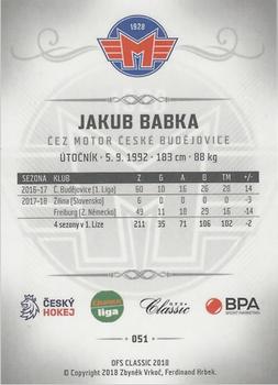 2018-19 OFS Chance Liga - Expo Brno 1/1 #51 Jakub Babka Back