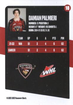 2022-23 Vancouver Giants (WHL) #18 Damian Palmieri Back