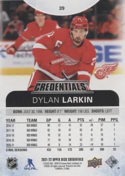 2021-22 Upper Deck Credentials - Pink #39 Dylan Larkin Back