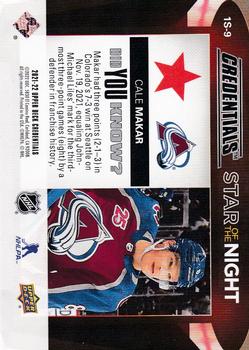 2021-22 Upper Deck Credentials - Star of the Night: First Star #1S-9 Cale Makar Back