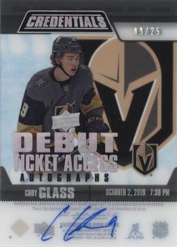2021-22 Upper Deck Credentials - 2019-20 Upper Deck Credentials Update: Debut Ticket Access Acetate Autographs #RTAA-CG Cody Glass Front
