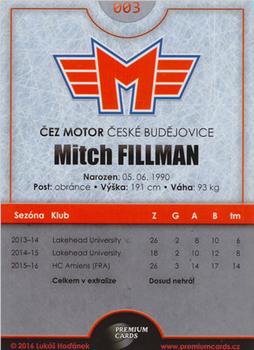 2016-17 Premium Cards WSM Liga #3 Mitch Fillman Back
