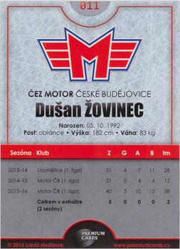 2016-17 Premium Cards WSM Liga #11 Dusan Zovinec Back