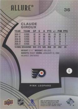 2021-22 Upper Deck Allure - Pink/Blue Leopard #36 Claude Giroux Back