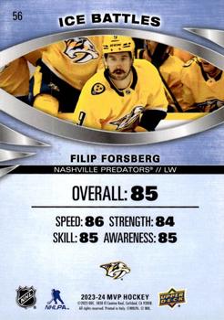 2023-24 Upper Deck MVP - Ice Battles #56 Filip Forsberg Back
