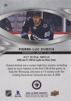 2023-24 Upper Deck MVP - Silver Script #49 Pierre-Luc Dubois Back
