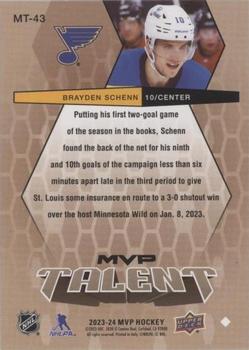2023-24 Upper Deck MVP - 20th Anniversary MVP Talent #MT-43 Brayden Schenn Back