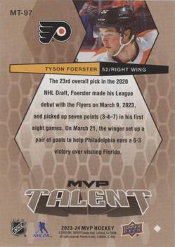 2023-24 Upper Deck MVP - 20th Anniversary MVP Talent #MT-97 Tyson Foerster Back