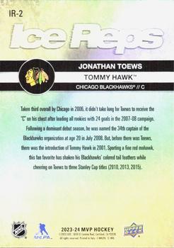 2023-24 Upper Deck MVP - Ice Reps #IR-2 Jonathan Toews / Tommy Hawk Back