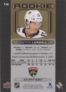 2021-22 Upper Deck Ovation - Gold Foil #114 Anton Lundell Back