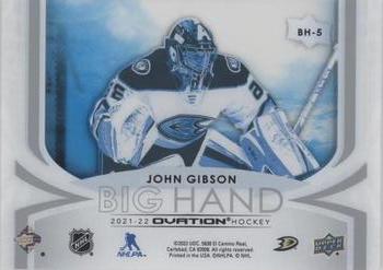 2021-22 Upper Deck Ovation - Big Hand #BH-5 John Gibson Back
