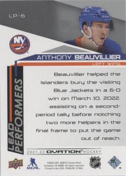 2021-22 Upper Deck Ovation - Lead Performers #LP-6 Anthony Beauvillier Back