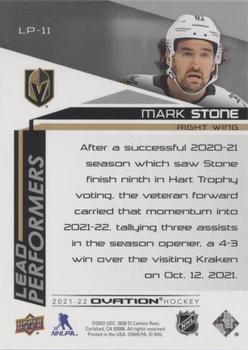 2021-22 Upper Deck Ovation - Lead Performers #LP-11 Mark Stone Back