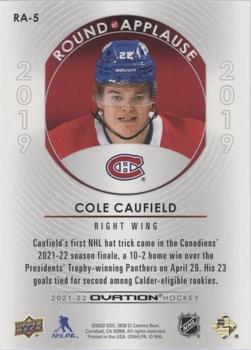 2021-22 Upper Deck Ovation - Round of Applause #RA-5 Cole Caufield Back