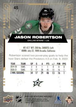 2021-22 Upper Deck Stature - Green #45 Jason Robertson Back
