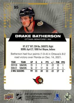 2021-22 Upper Deck Stature - Blue #95 Drake Batherson Back