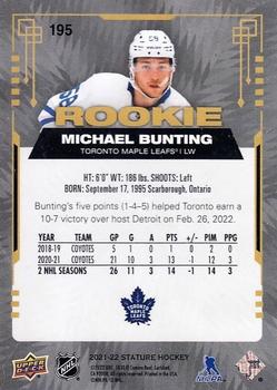 2021-22 Upper Deck Stature - Photo Variant #195 Michael Bunting Back