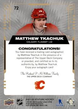 2021-22 Upper Deck Stature - Autographs Green #72 Matthew Tkachuk Back