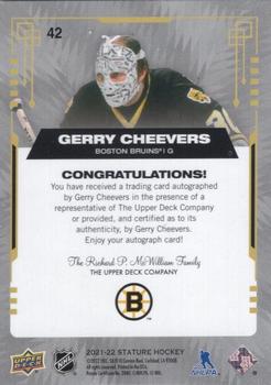 2021-22 Upper Deck Stature - Autographs Red #42 Gerry Cheevers Back
