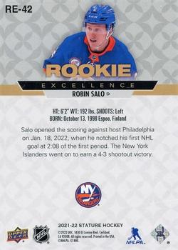 2021-22 Upper Deck Stature - Rookie Excellence #RE-42 Robin Salo Back