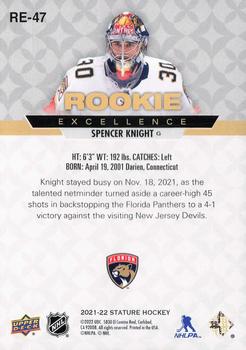 2021-22 Upper Deck Stature - Rookie Excellence #RE-47 Spencer Knight Back