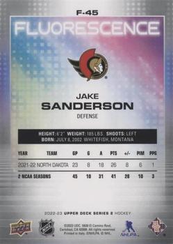 2022-23 Upper Deck - Fluorescence Red #F-45 Jake Sanderson Back