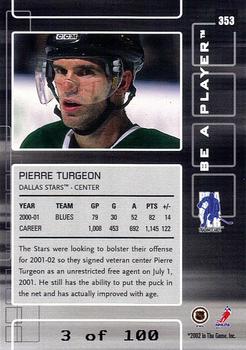 2001-02 Be a Player Update - 2001-02 Be a Player Memorabilia Update Sapphire #353 Pierre Turgeon Back