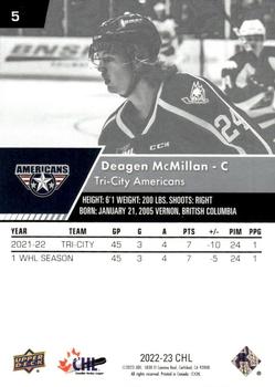 2022-23 Upper Deck CHL #5 Deagen McMillan Back