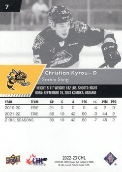 2022-23 Upper Deck CHL #7 Christian Kyrou Back