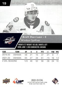 2022-23 Upper Deck CHL #19 Brett Harrison Back