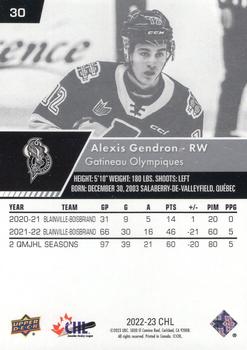 2022-23 Upper Deck CHL #30 Alexis Gendron Back