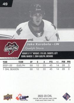 2022-23 Upper Deck CHL #49 Jake Karabela Back