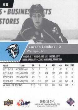 2022-23 Upper Deck CHL #68 Carson Lambos Back