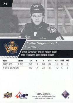 2022-23 Upper Deck CHL #71 Colby Saganiuk Back