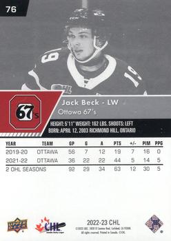 2022-23 Upper Deck CHL #76 Jack Beck Back