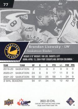 2022-23 Upper Deck CHL #77 Brandon Lisowsky Back