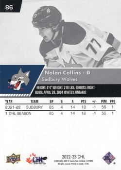 2022-23 Upper Deck CHL #86 Nolan Collins Back