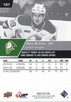2022-23 Upper Deck CHL #187 Max McCue Back