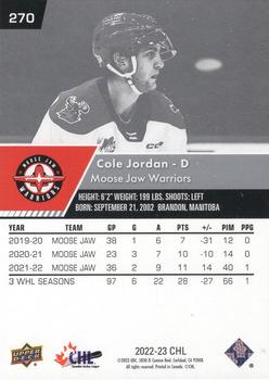 2022-23 Upper Deck CHL #270 Cole Jordan Back